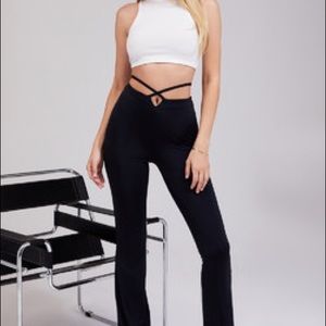 MISTRESS ROCKS 'SWEETCHEEKS' BLACK JERSEY CUTOUT TROUSERS